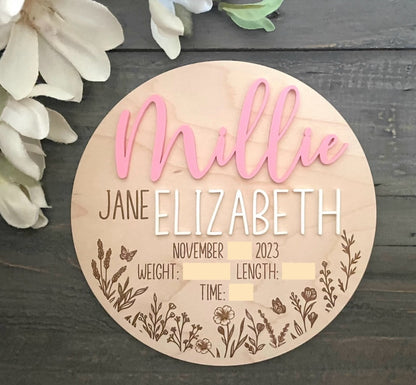 Wooden Baby Keepsake Signs - Round