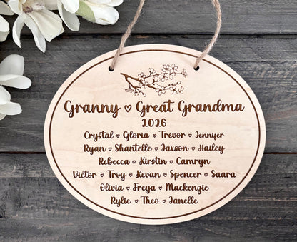 Wooden Family Names Sign - Oval