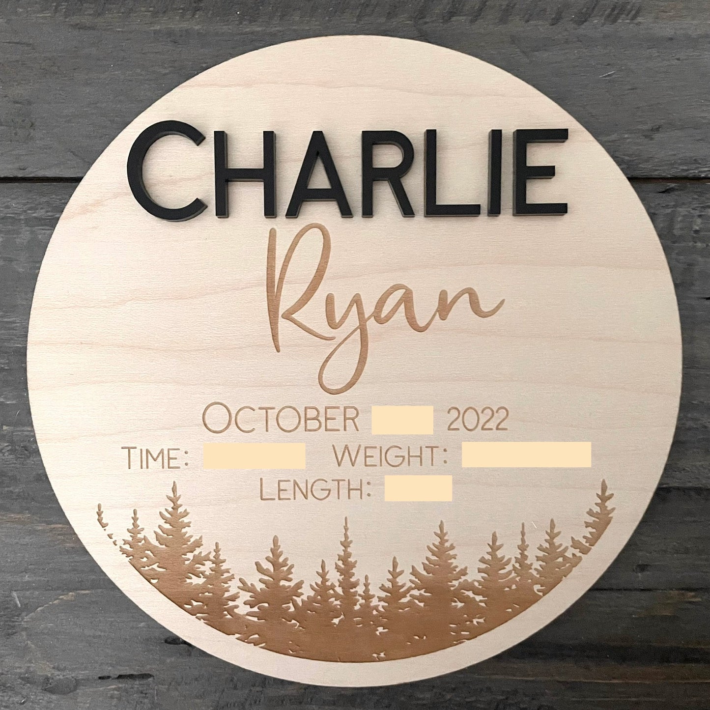 Wooden Baby Keepsake Signs - Round