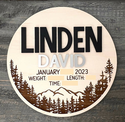 Wooden Baby Keepsake Signs - Round