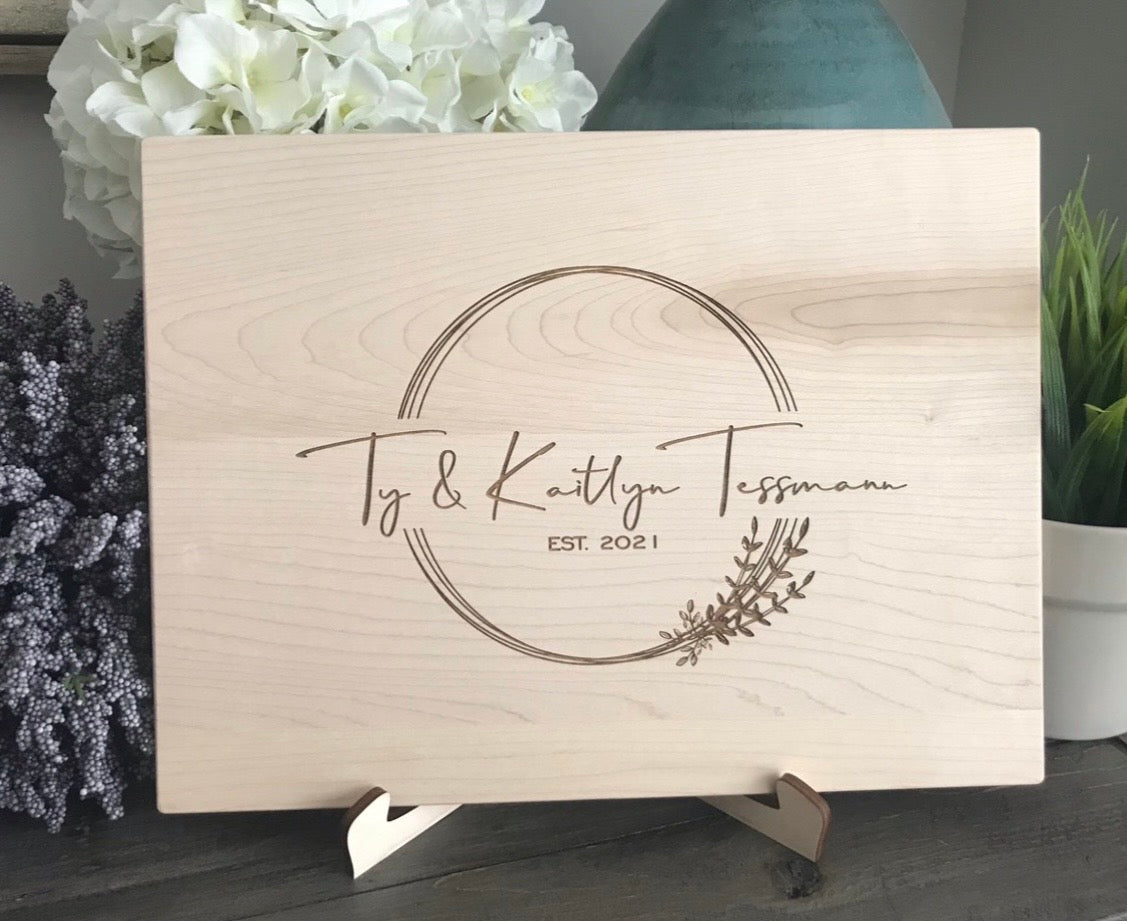 Personalized Wooden Cutting Board - Heart Cutout