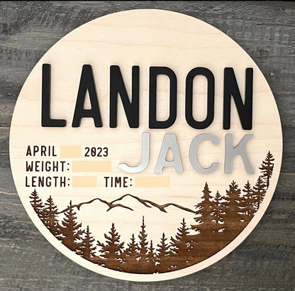 Wooden Baby Keepsake Signs - Round