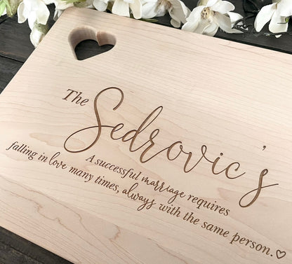 Personalized Wooden Cutting Board - Heart Cutout