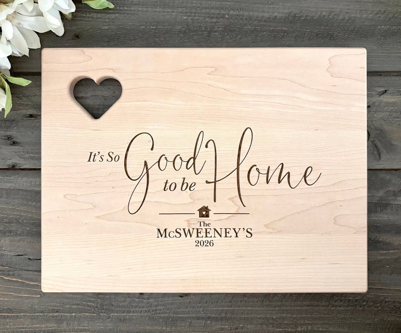 Personalized Wooden Cutting Board - Heart Cutout
