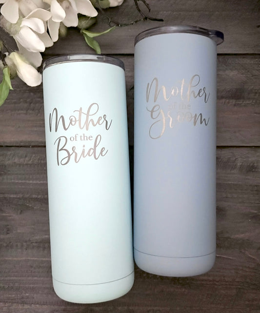 20oz Soft Matte Stainless Steel Skinny Tumblers - Mother of the Bride/Groom Set
