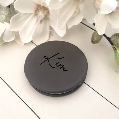 Engraved Leatherette Compact Mirrors - 10 Colours