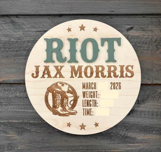 Wooden Baby Keepsake Signs - Round