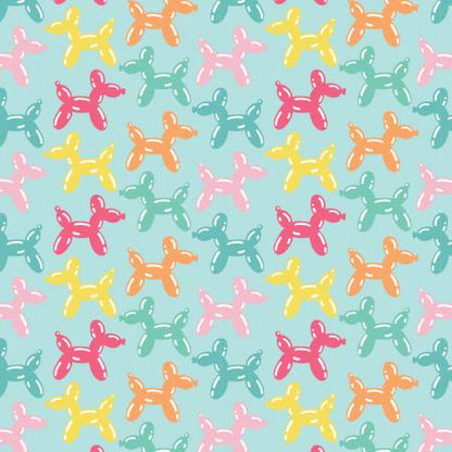 Over the Collar Pet Bandana - Animal Balloons (Light Blue)