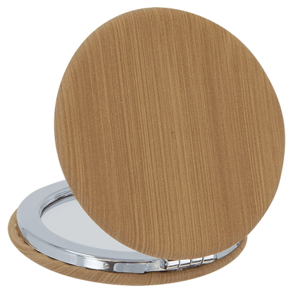 Engraved Leatherette Compact Mirrors - 10 Colours