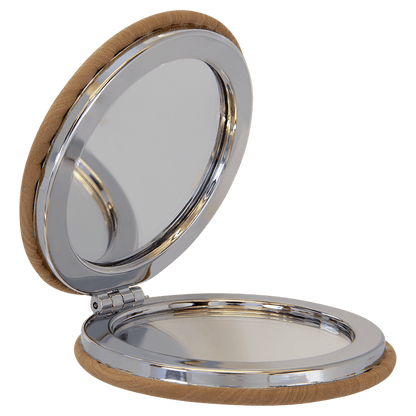 Engraved Leatherette Compact Mirrors - 10 Colours