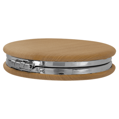 Engraved Leatherette Compact Mirrors - 10 Colours