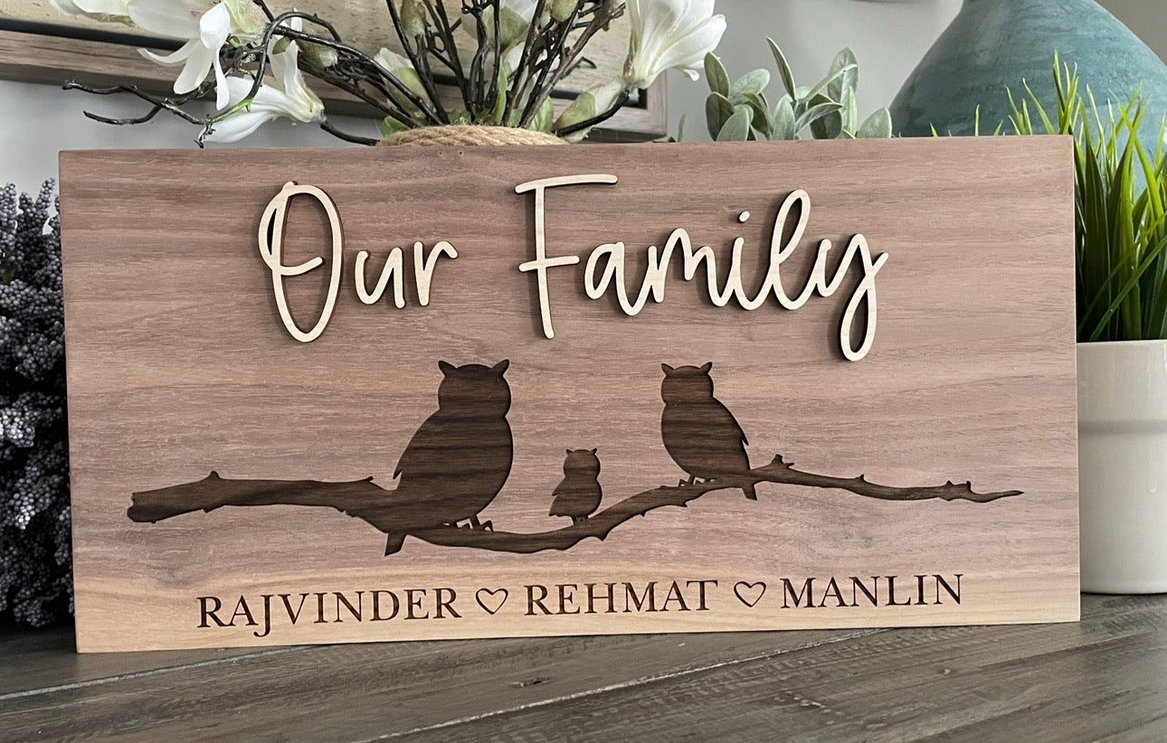 Personalized 3D & Engraved Wooden Signs - Animal Family