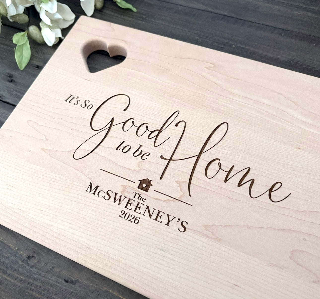 Personalized Wooden Cutting Board - Heart Cutout