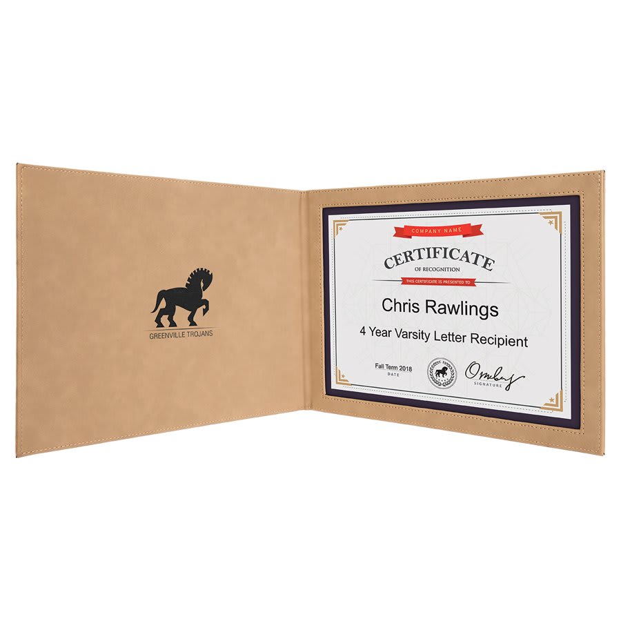 Personalized Leatherette Certificate Holders - 11 Colours