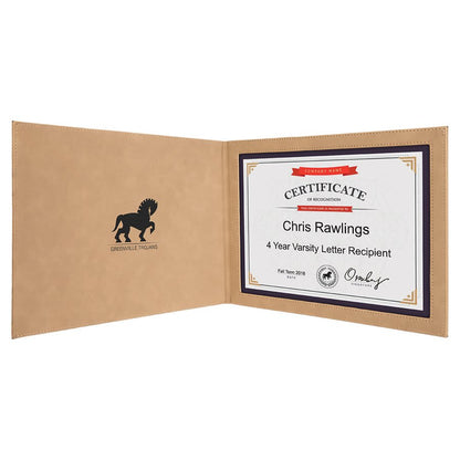 Personalized Leatherette Certificate Holders - 11 Colours