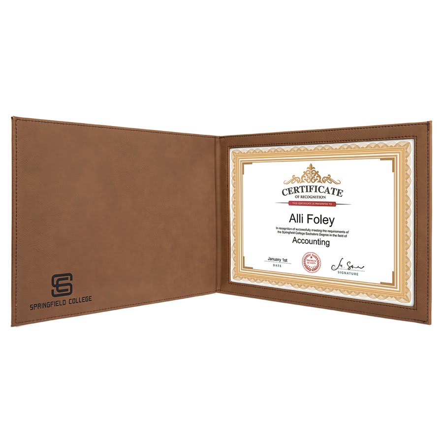 Personalized Leatherette Certificate Holders - 11 Colours