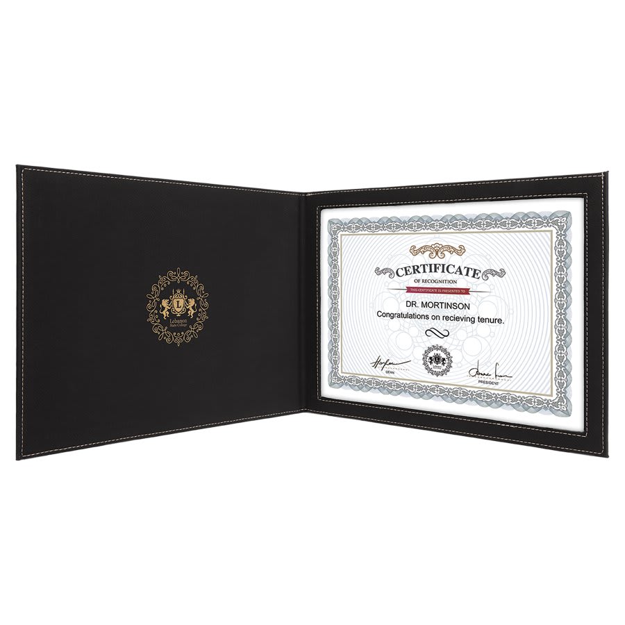 Personalized Leatherette Certificate Holders - 11 Colours