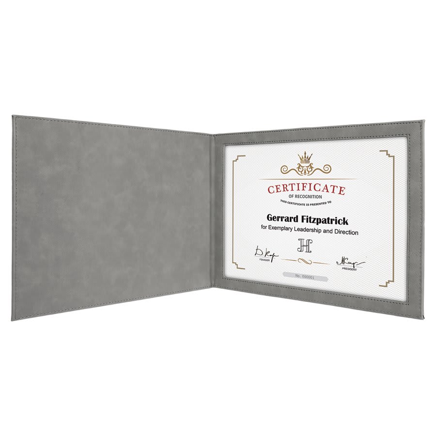 Personalized Leatherette Certificate Holders - 11 Colours
