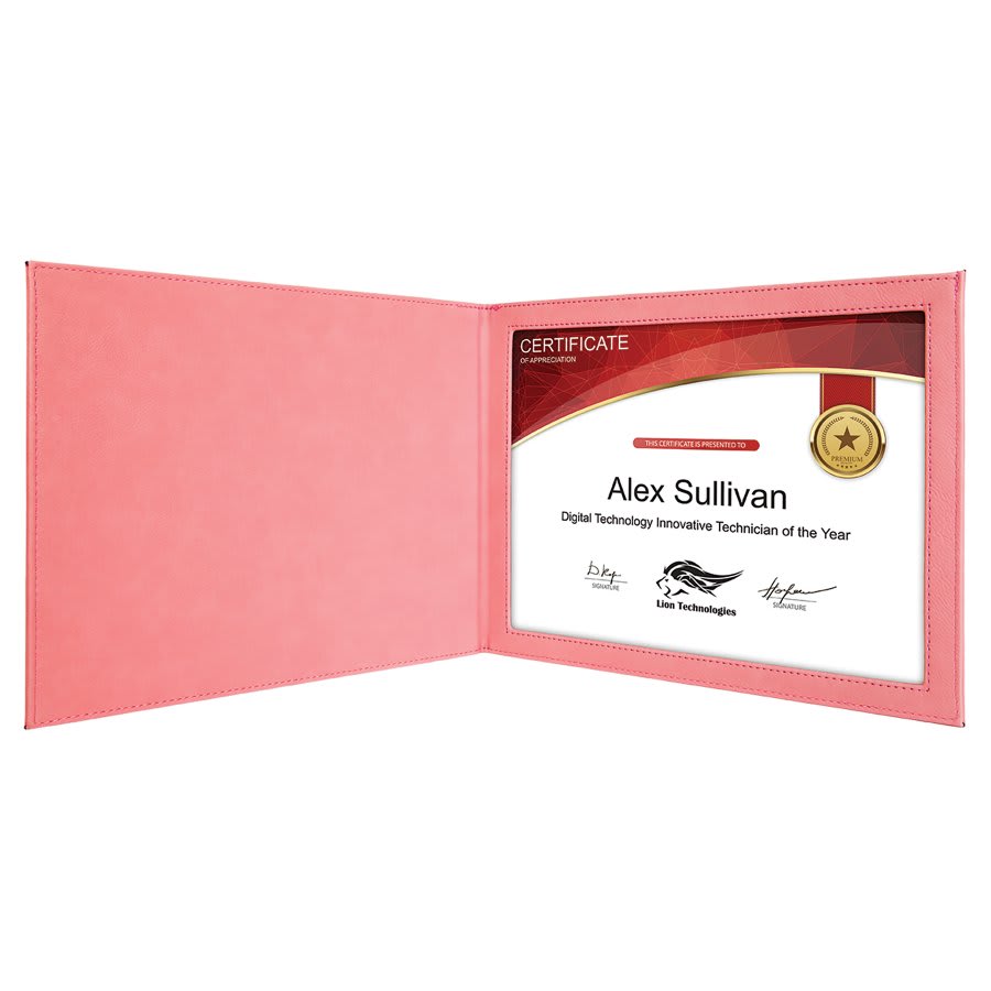 Personalized Leatherette Certificate Holders - 11 Colours