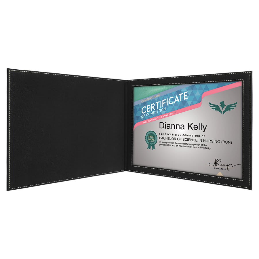 Personalized Leatherette Certificate Holders - 11 Colours