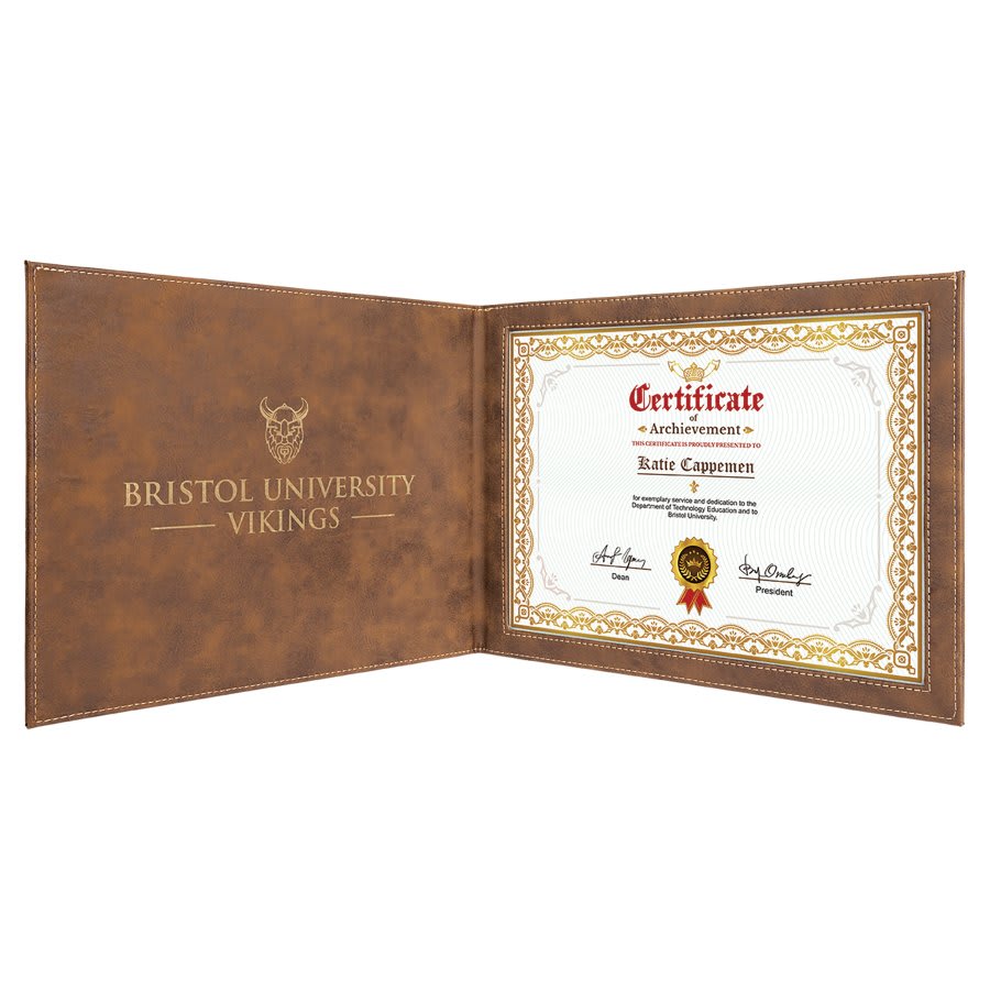 Personalized Leatherette Certificate Holders - 11 Colours