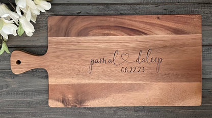 Personalized Acacia Wood & Slate Serving Boards - 3 Styles
