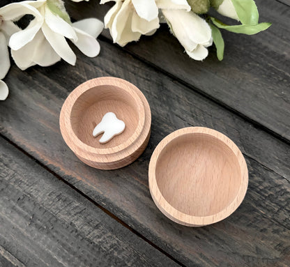 Personalized Round Wooden Boxes - Tooth Fairy