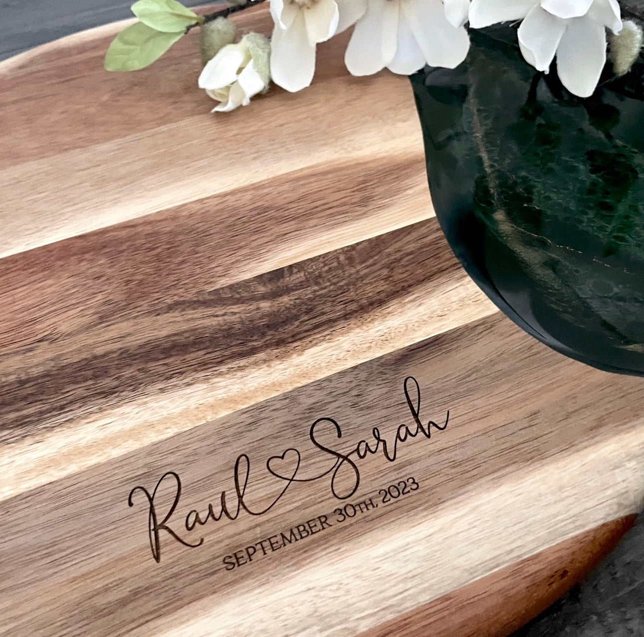 Personalized Wooden Cutting Board - Heart Cutout