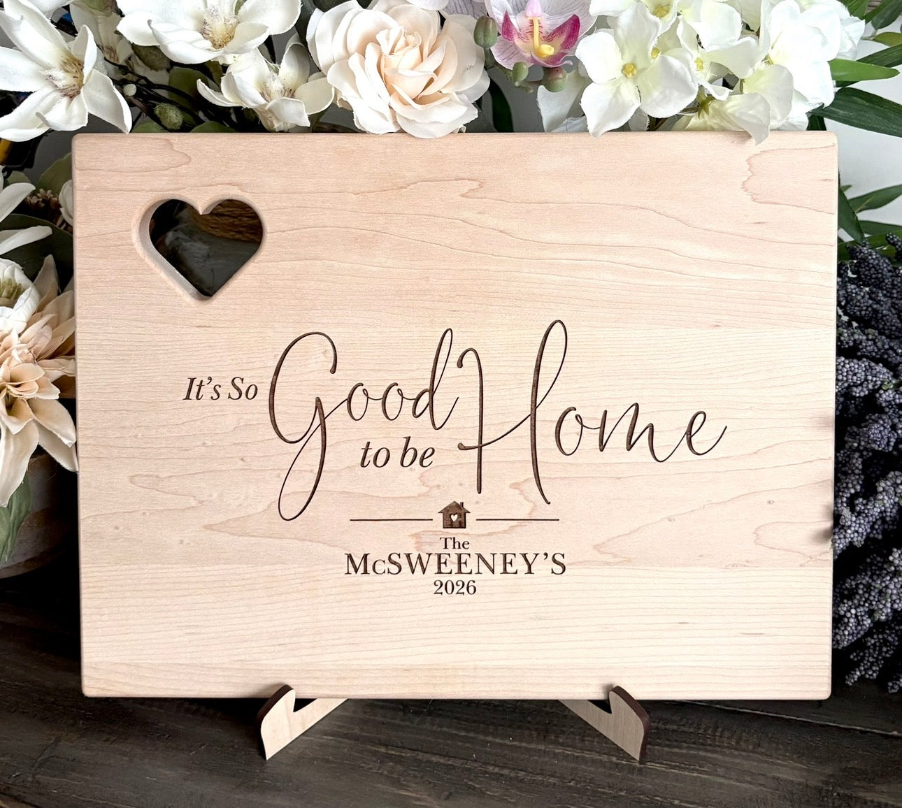 Personalized Wooden Cutting Board - Heart Cutout