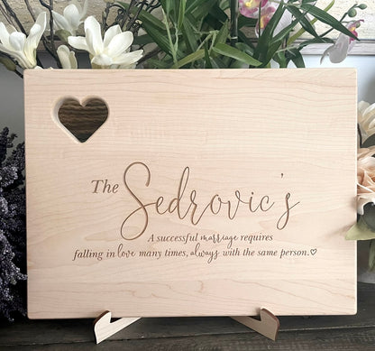 Personalized Wooden Cutting Board - Heart Cutout