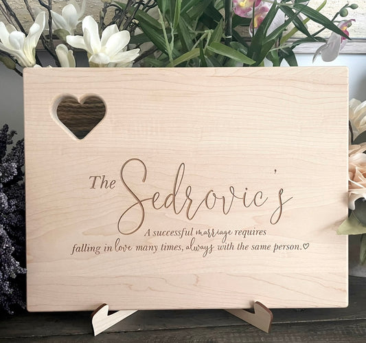 Personalized Wooden Cutting Board - Heart Cutout