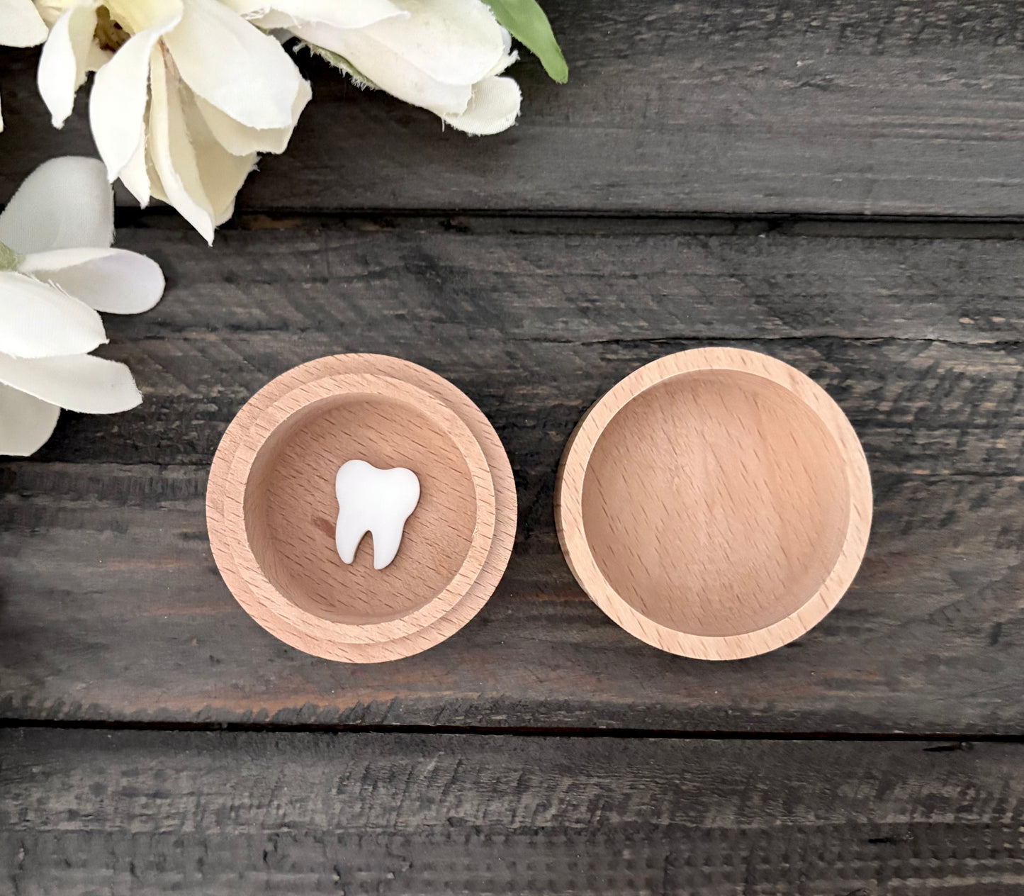 Personalized Round Wooden Boxes - Tooth Fairy