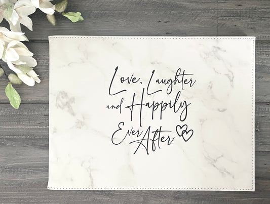 Leatherette Certificate Holder - Love, Laughter and Happily Ever After
