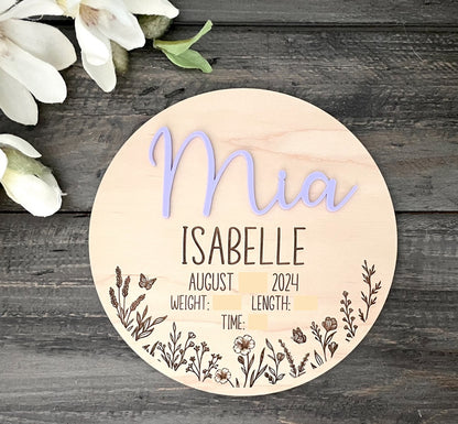 Wooden Baby Keepsake Signs - Round