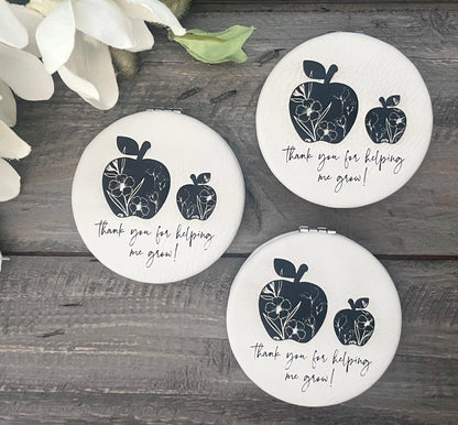 Engraved Leatherette Compact Mirrors - 10 Colours