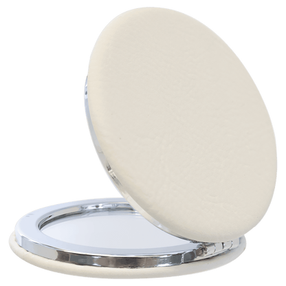 Engraved Leatherette Compact Mirrors - 10 Colours