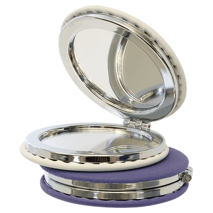 Engraved Leatherette Compact Mirrors - 10 Colours
