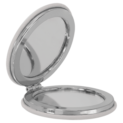 Engraved Leatherette Compact Mirrors - 10 Colours