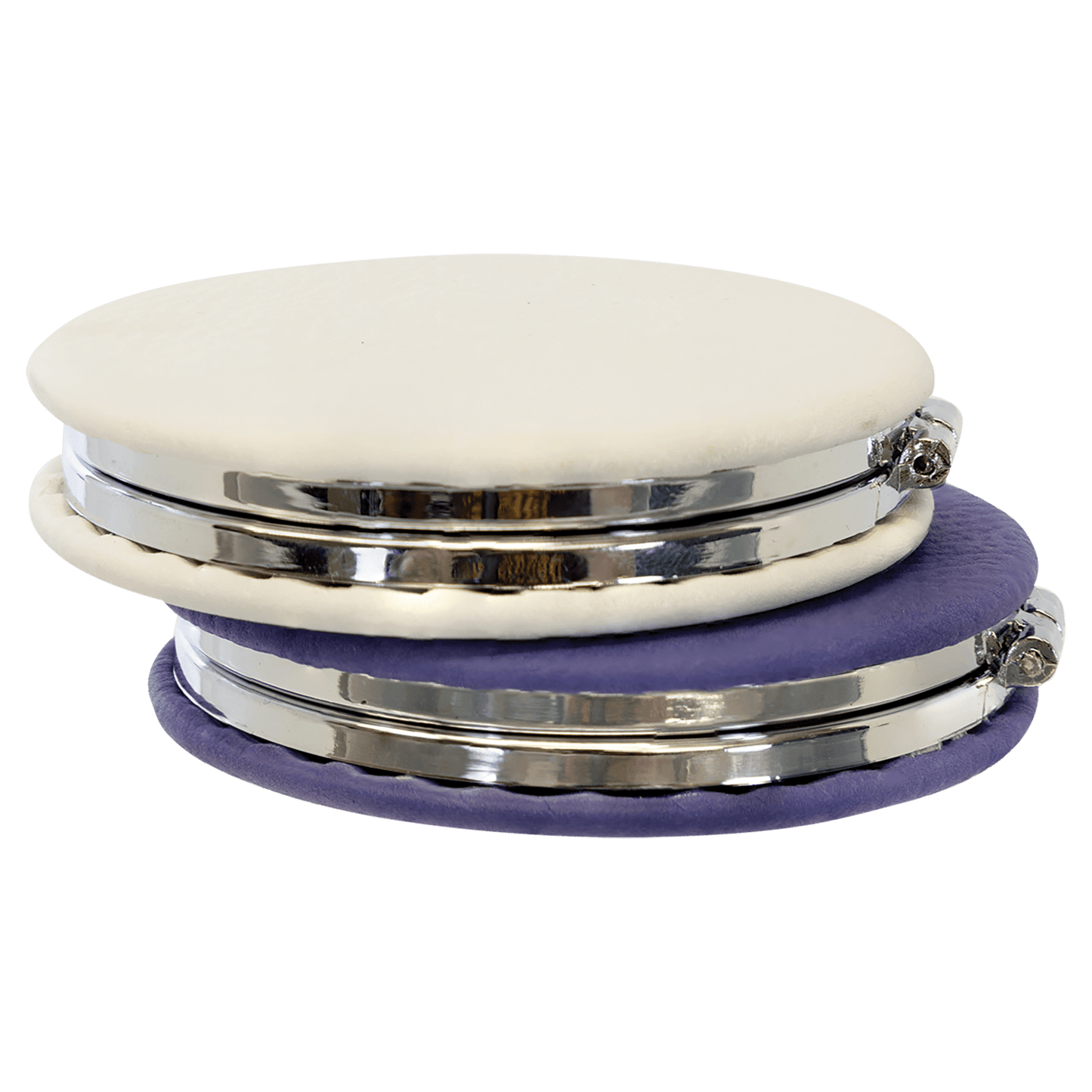 Engraved Leatherette Compact Mirrors - 10 Colours