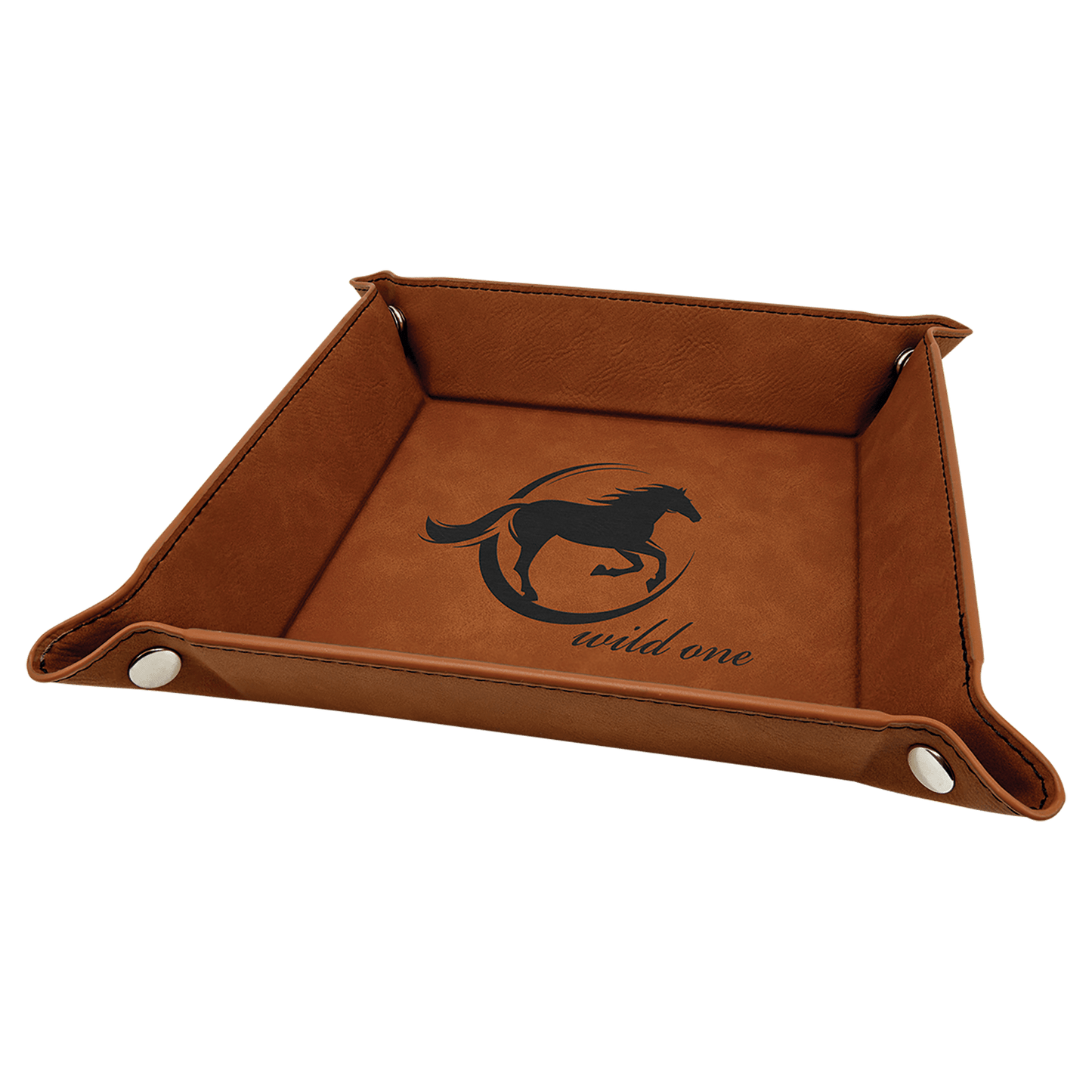 Personalized Leatherette Snap Trays - 2 Sizes & 15 Colours
