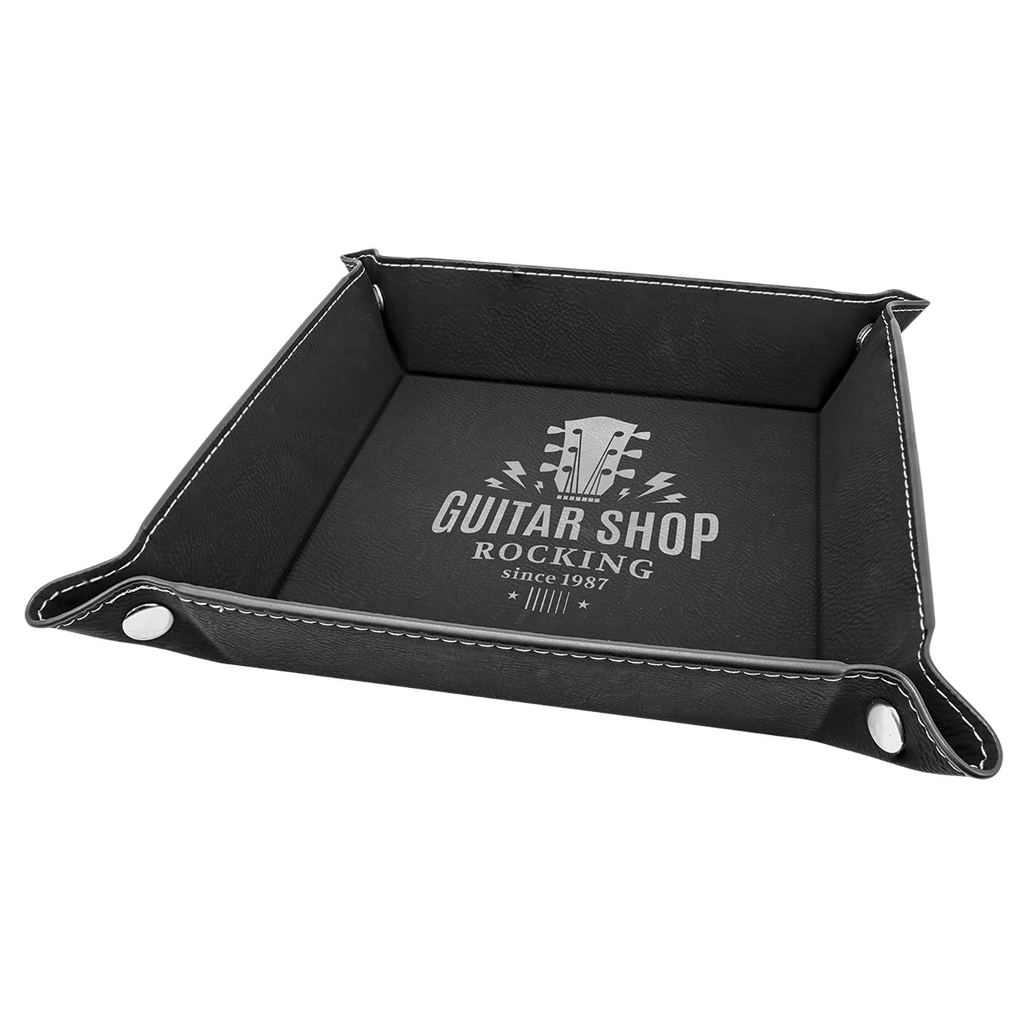 Personalized Leatherette Snap Trays - 2 Sizes & 15 Colours