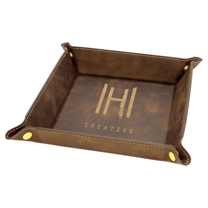 Personalized Leatherette Snap Trays - 2 Sizes & 15 Colours