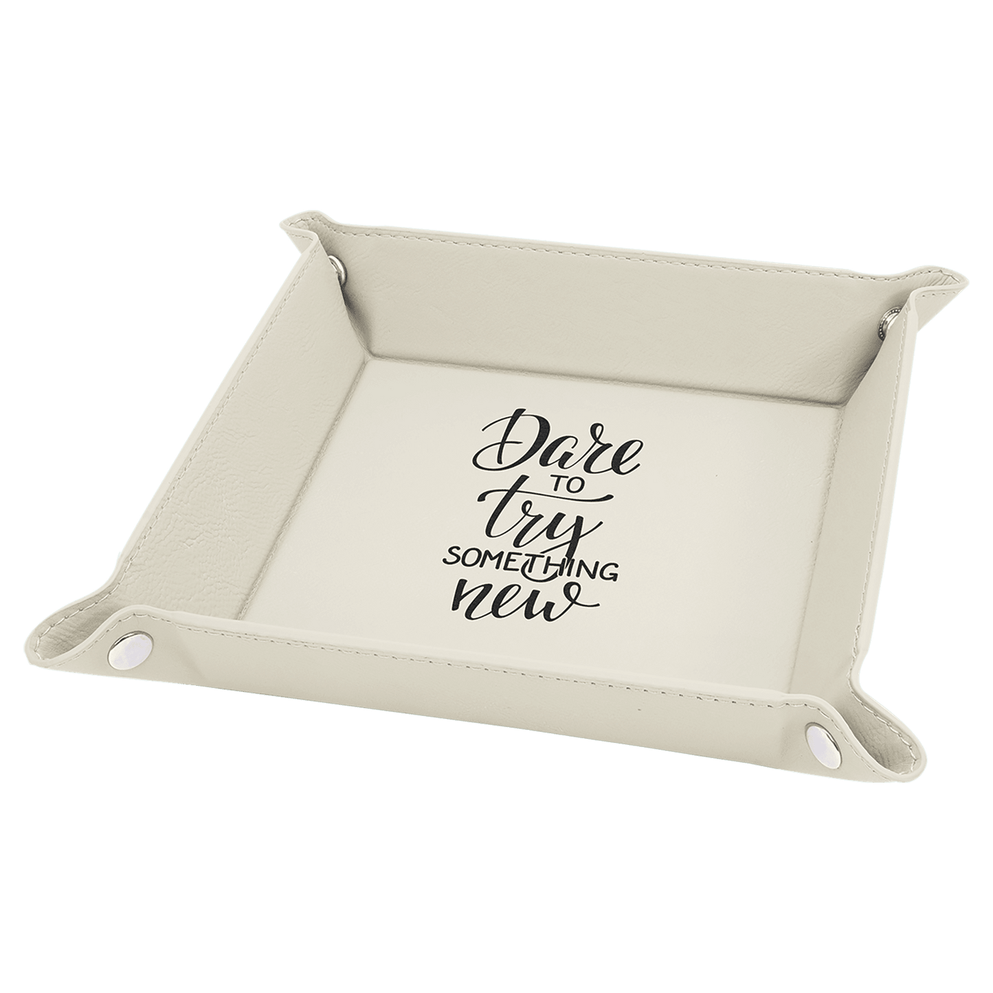 Personalized Leatherette Snap Trays - 2 Sizes & 15 Colours