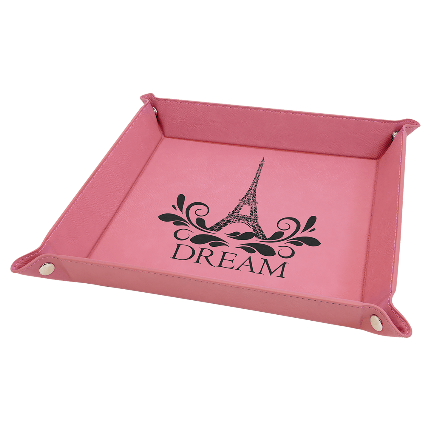 Personalized Leatherette Snap Trays - 2 Sizes & 15 Colours