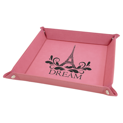 Personalized Leatherette Snap Trays - 2 Sizes & 15 Colours