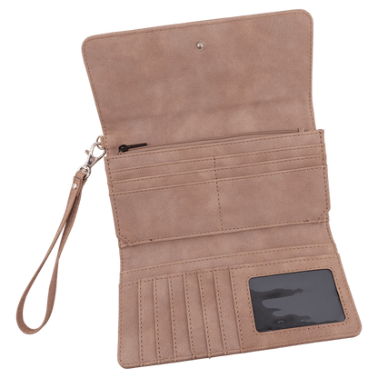 Engraved Leatherette Wristlet Wallets - With RFID Protection - 11 Colours