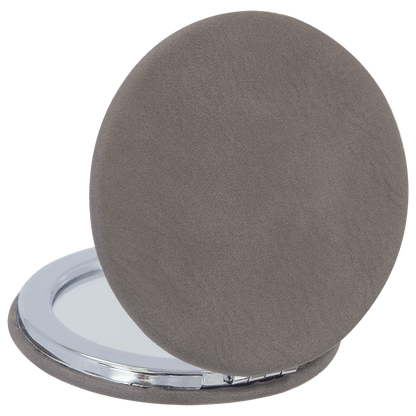 Engraved Leatherette Compact Mirrors - 10 Colours