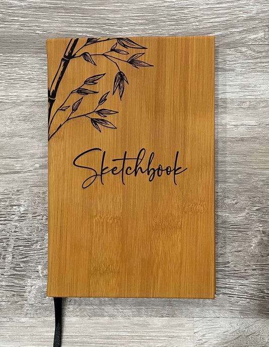 Bamboo Leatherette Sketchbook - Engraved Bamboo Leaves