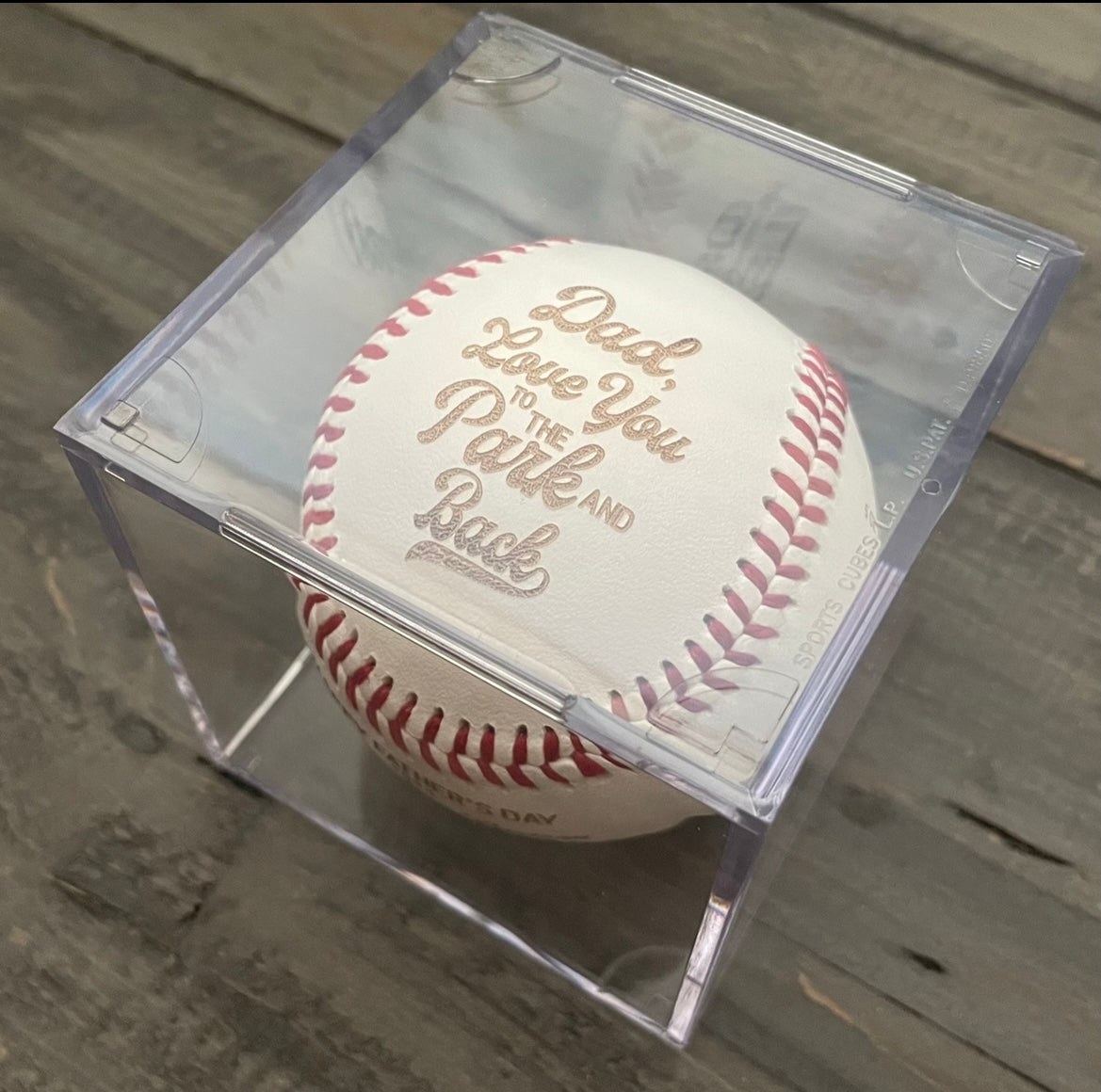 Engraved Genuine Leather Baseballs - With Display Case