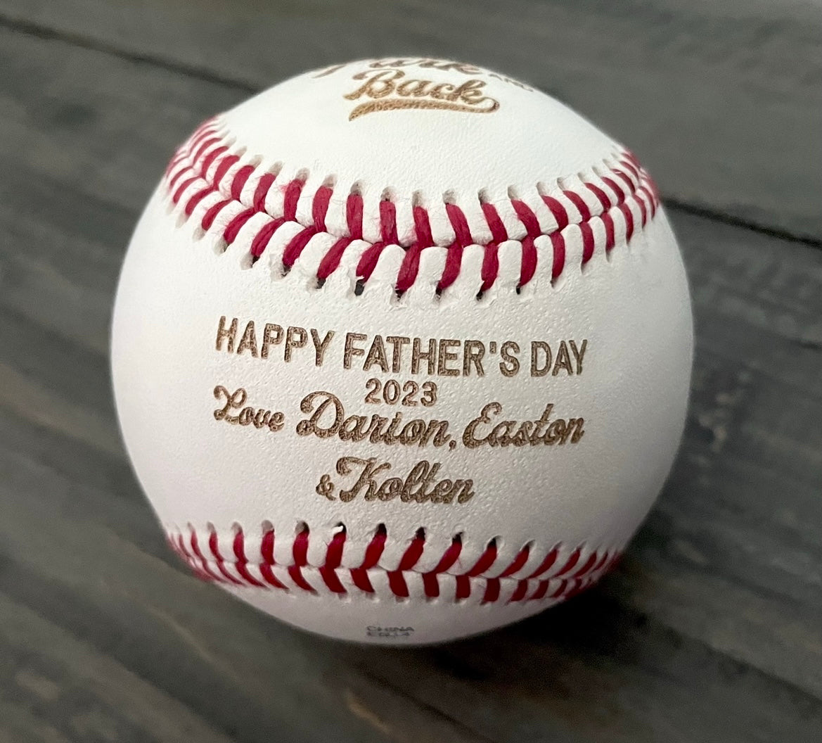 Engraved Genuine Leather Baseballs - With Display Case